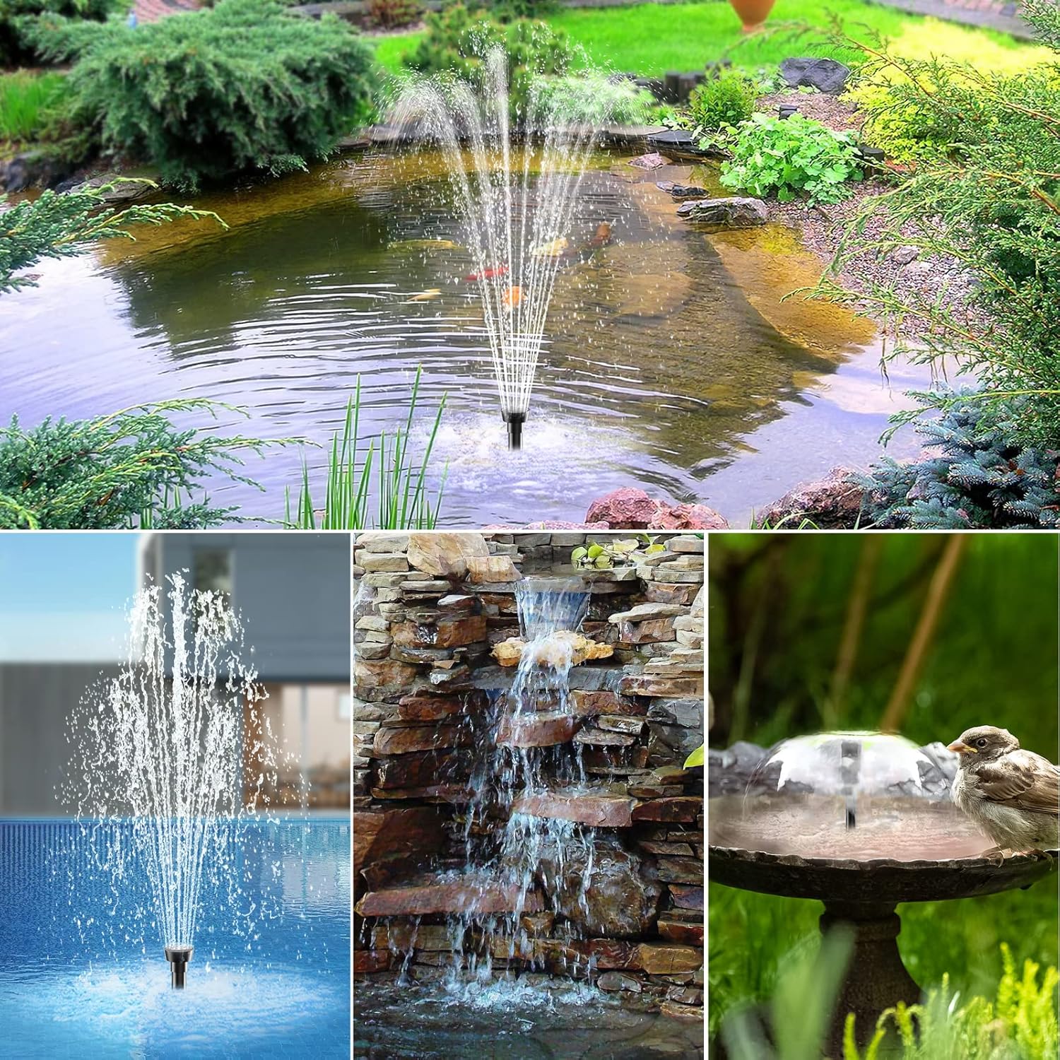 Antfraer 12W Solar Water Pump, Solar Water Fountain Pump 160GPH Flow Adjustable with 6.6FT PVC Tubing, Solar Pond Pump for Fish Pond Garden Waterfall Hydroponics DIY Water Features