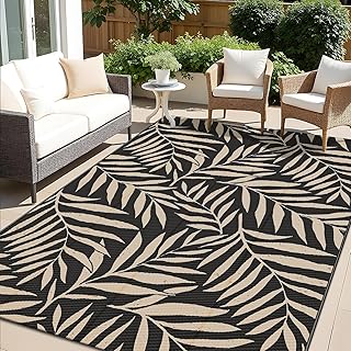 OLANLY Waterproof Outdoor Rug 5x8 ft, Reversible Outdoor Plastic Straw R...