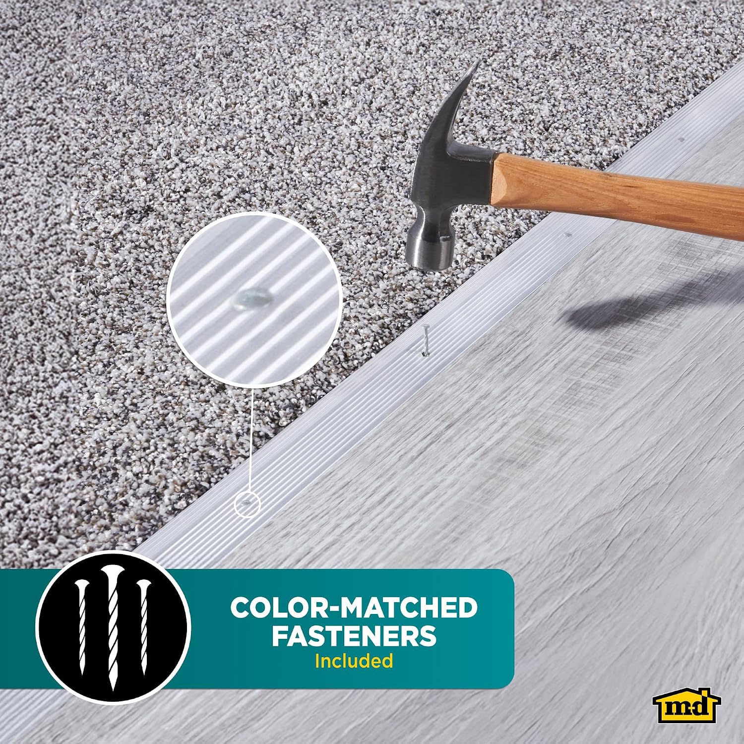 M-D Building Products 78071 1-3/8 In. X 36 In. Silver Aluminum Carpet Trim w/Screw Nails
