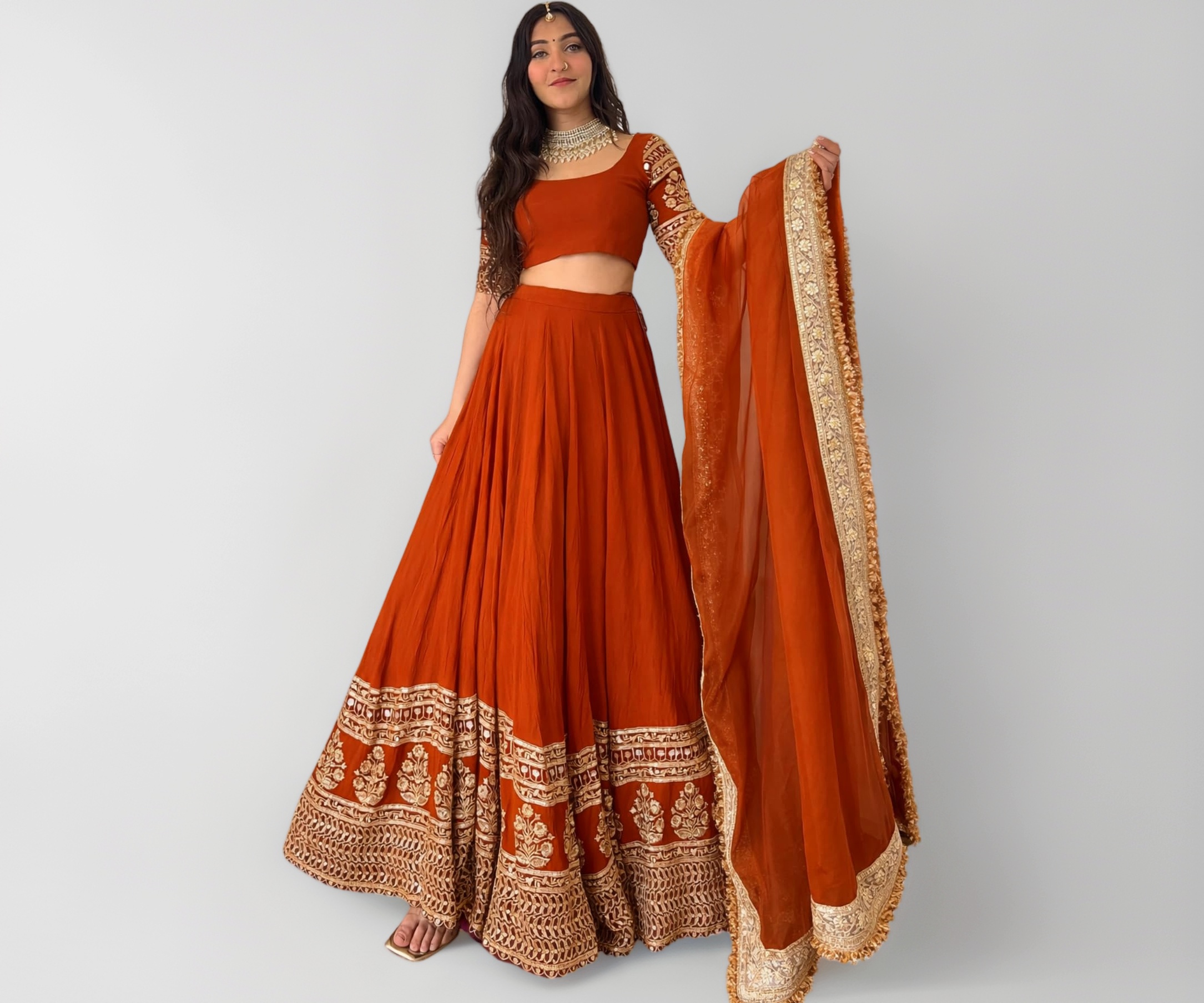 piludi Women’s Purple Unstitched Lehenga Choli with Embroidered - Image 1