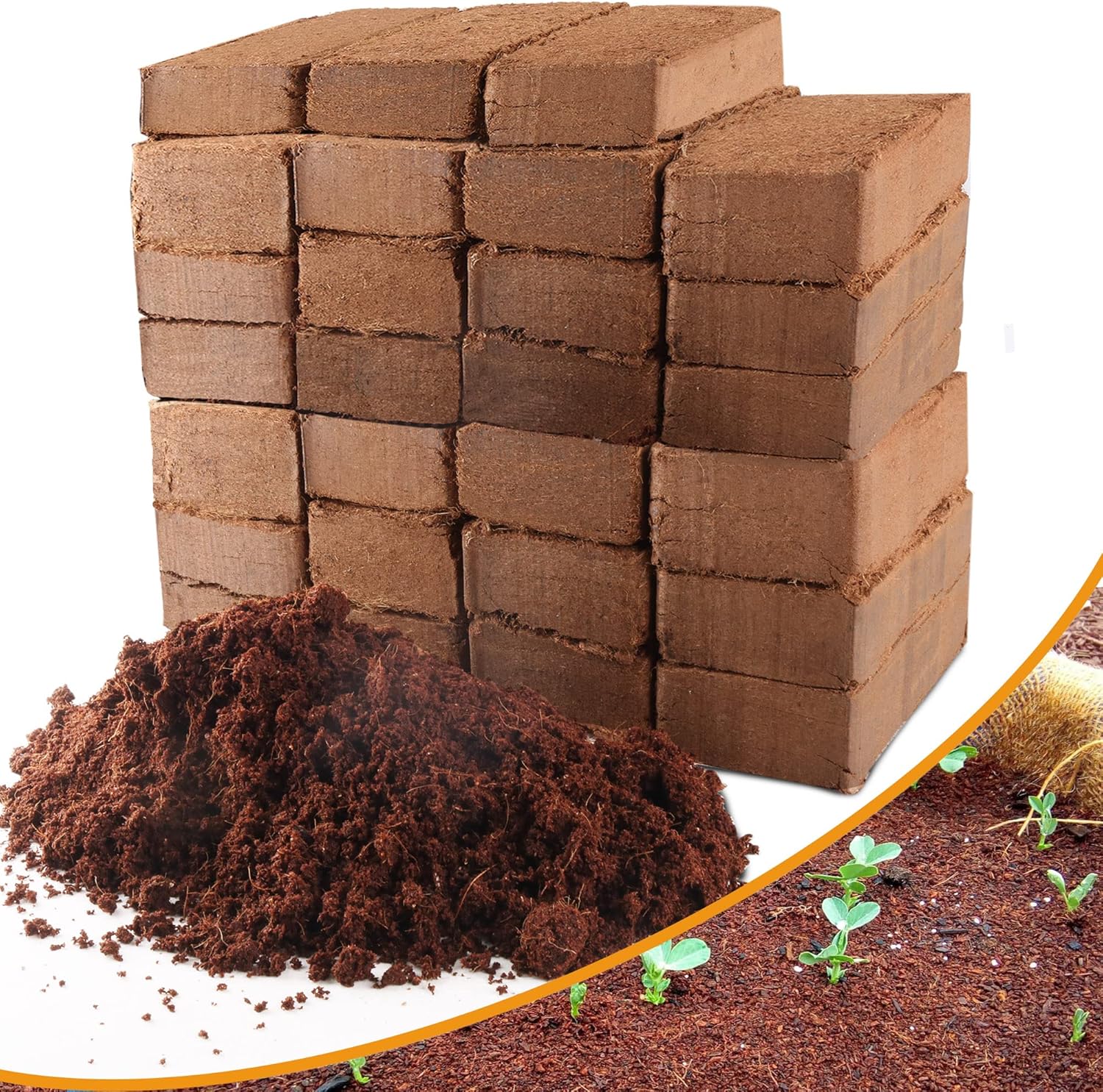 Coco Coir Brick for Plants- 27 Pack Coconut Coir Bricks Premium 100% Organic Peat Moss Mix with Low EC & pH Balance, Fiber Coconut Husk for Planting, Gardening, Potting Soil Substrate