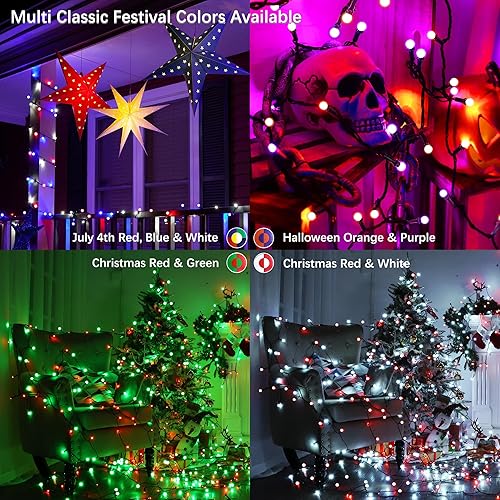 Miniatura 4 de Brizled Luces de Navidad que cambian de color, 65 pies, 198 luces LED de Navidad con control remoto, luz RGB para árbol de Navidad para interiores y