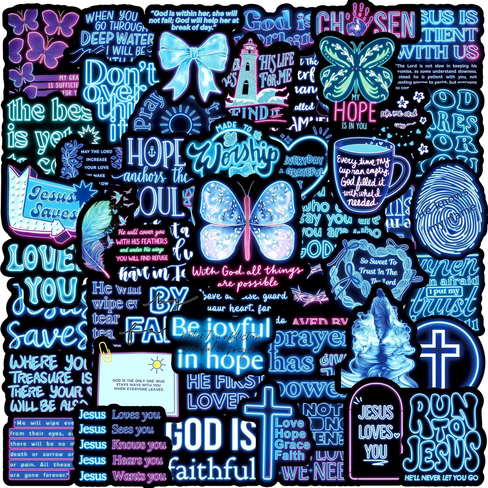 Lylsdsb Christian Faith 50Pcs Stickers Inspirational Vinyl Decals For Laptops Skateboards Luggage Helmets Bikes And Phones Fans Lovers And Religious Vibe Enthusiasts
