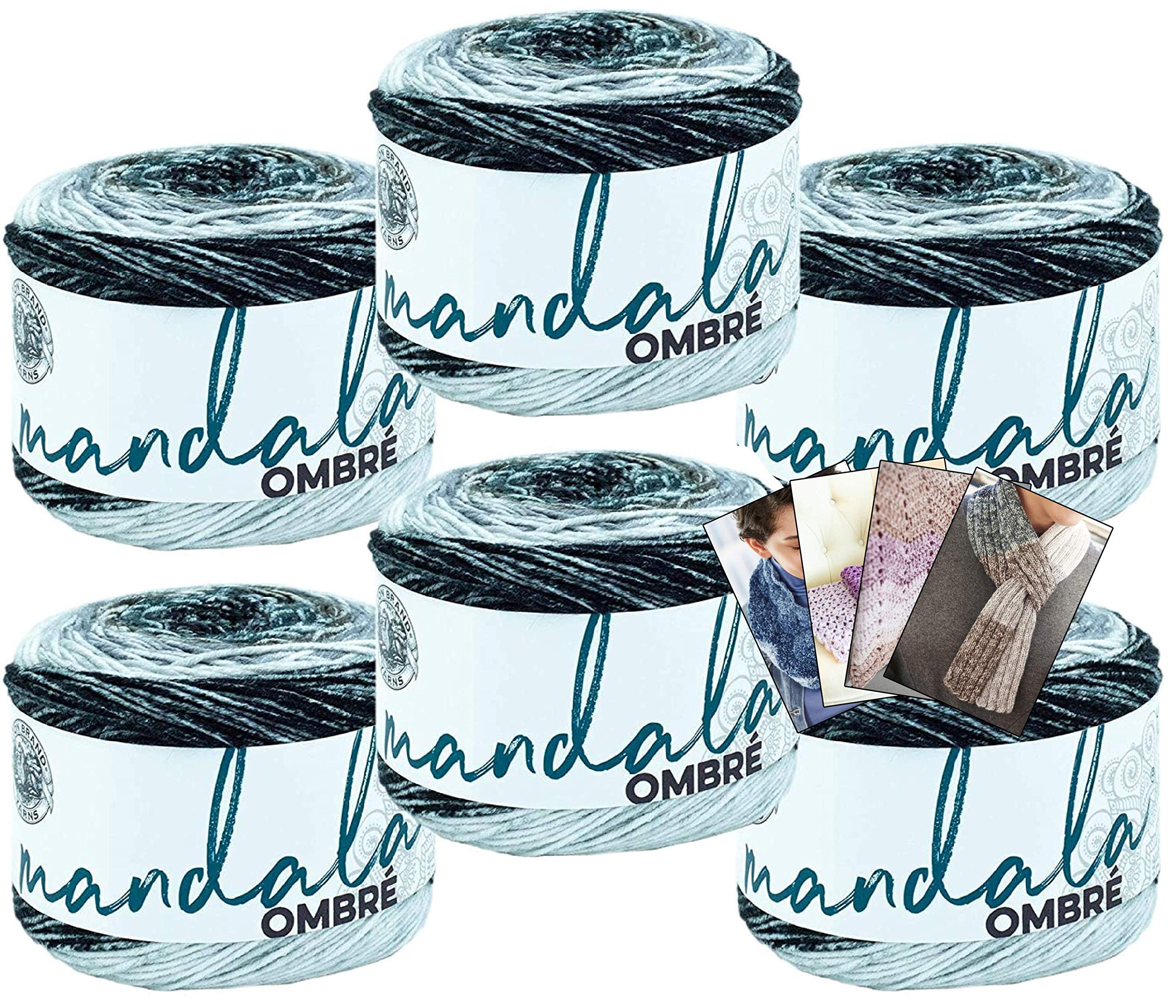 Lion Brand Yarn - Mandala Ombre - 6 Pack with Patterns (Cool)