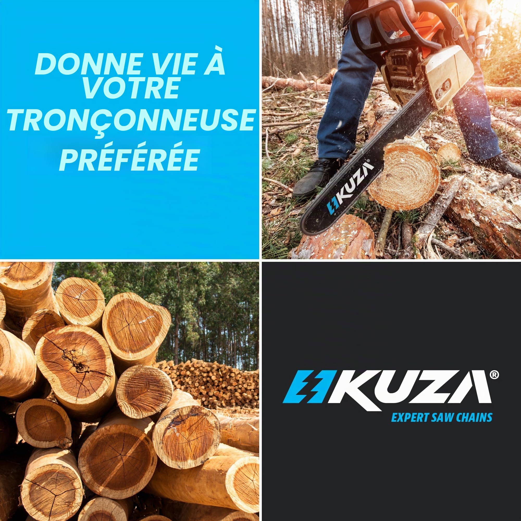 Chaîne de tronçonneuse de qualité supérieure - 35 cm - 3/8" - LP .050" - 1,3 mm - 52 TG - Convient pour Husq va rna 120i, 135, Echo CS-310, RY3714, Ma ki ta XCU11Z, EGO, POULAN (3 chaînes)