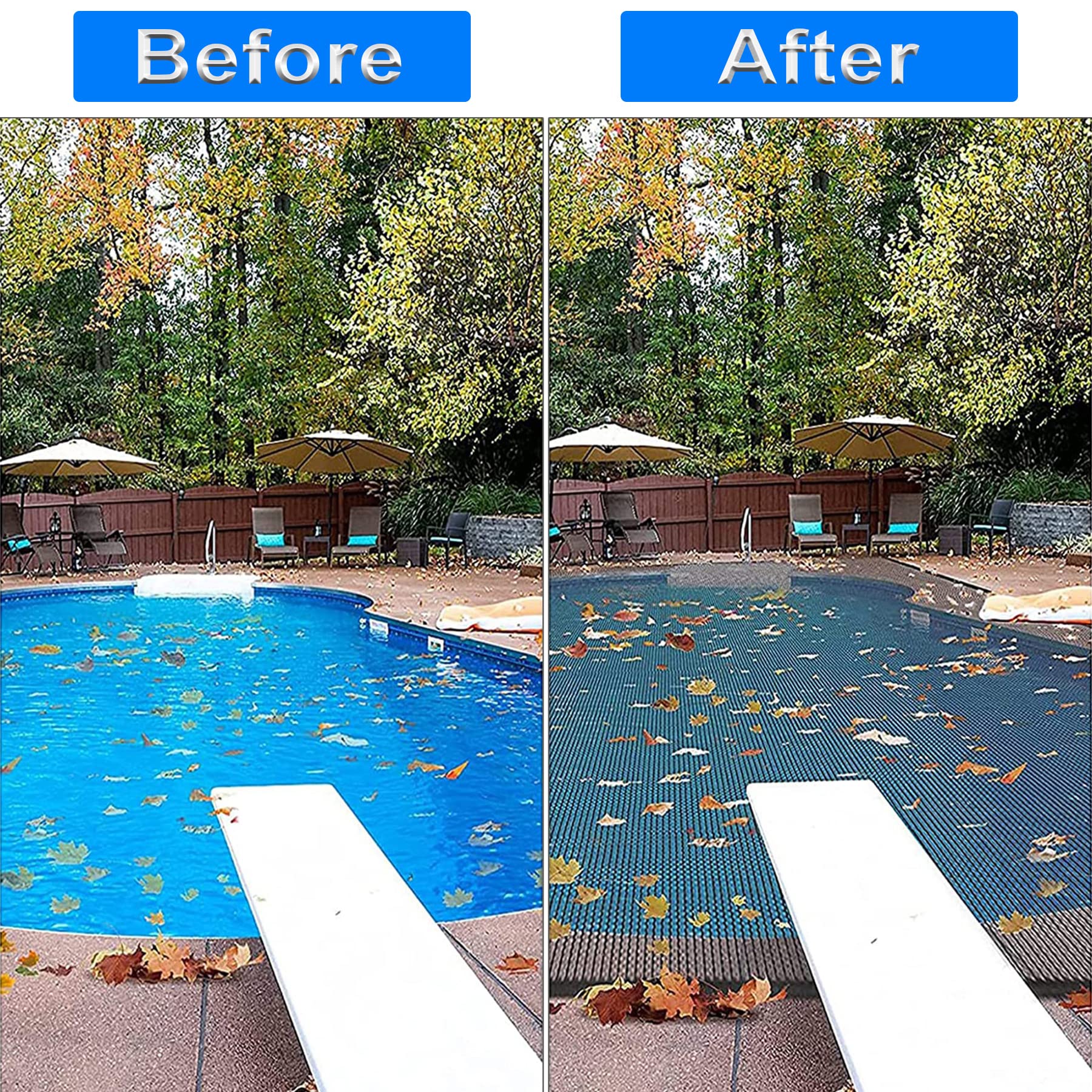 Red de cubierta de alberca rectangular sobre el suelo, cubierta duradera de invierno para bloquear hojas y escombros, proteger tu piscina (tamaño: 2 x 2 m)