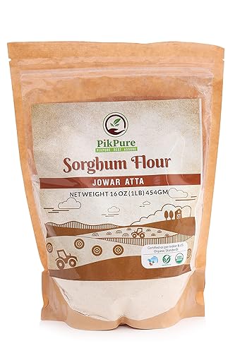 PikPure Harina de Jowar (sorgo), 100% vegana, sin químicos y sin pesticidas, fresca de granjas, alimentos saludables para bajar de peso, paquete con