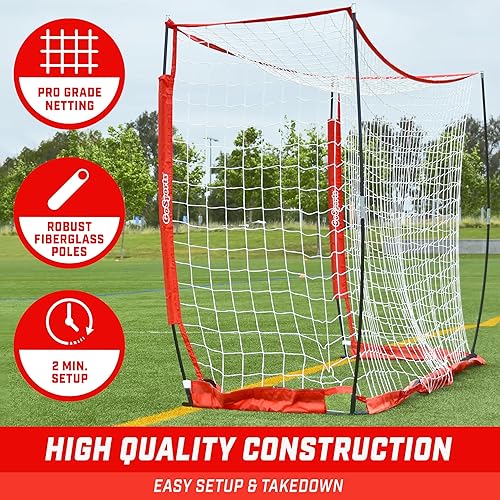 Miniatura 3 de GoSports Elite Soccer Goals Redes de fútbol portátiles de 12 x 6 pies y 6 x 4 pies para juegos o práctica Incluye 6 conos, funda de transporte y