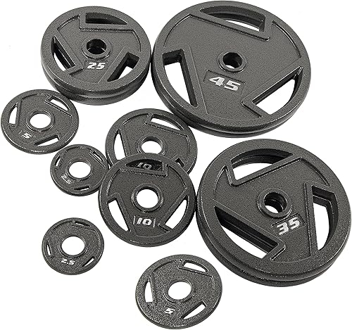 Miniatura 4 de BalanceFrom Powergainz - Placa olímpica de hierro fundido de 2 pulgadas para entrenamiento de fuerza y levantamiento de pesas, color negro,