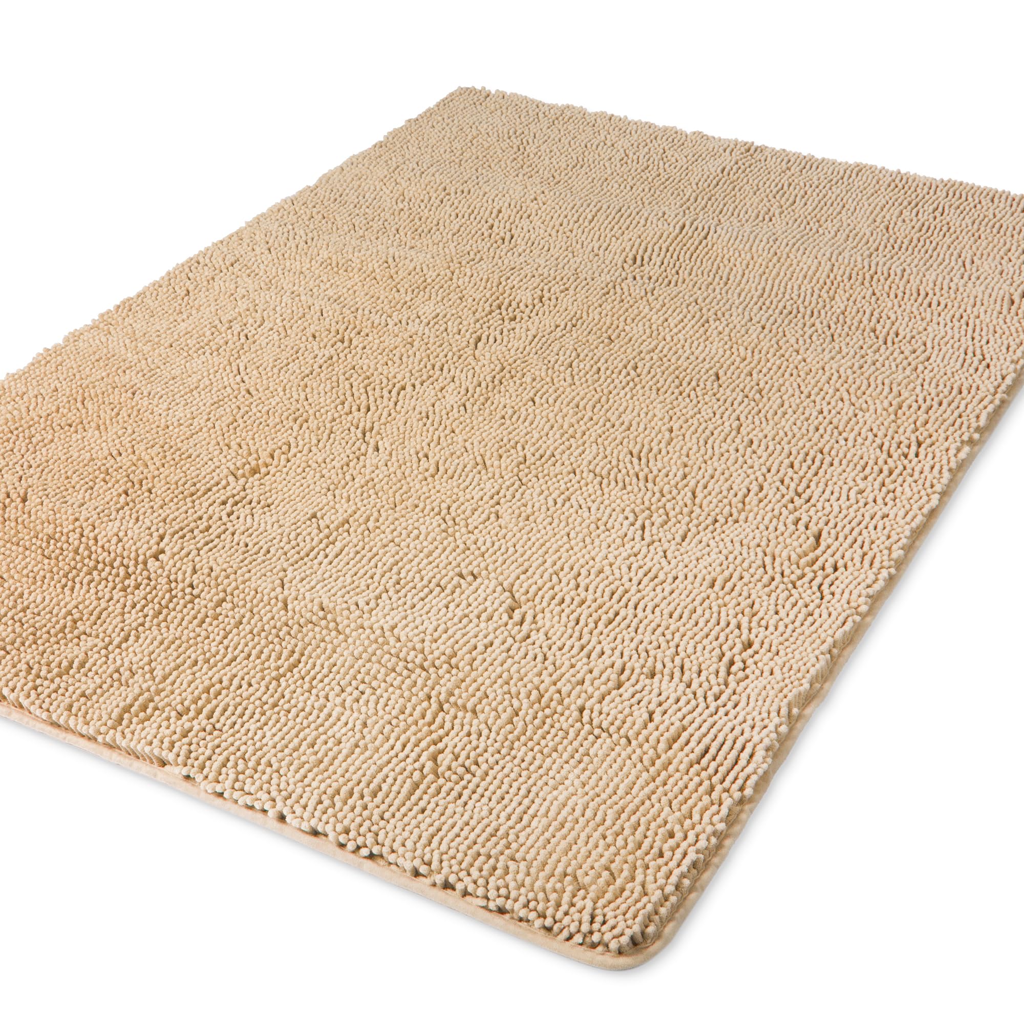 Yeaban Tappeto da bagno 101 x 152 cm, in ciniglia spessa, tappetino da bagno lungo, assorbente e lavabile, extra large, antiscivolo, morbido, per bagno, doccia, lavandino (crema avorio)