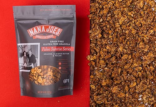 Nana Joes Granola Serie Paleo Naranja, mantequilla de almendras y nuez Hecho a mano sin gluten, vegano, saludable, a base de plantas, orgánico,