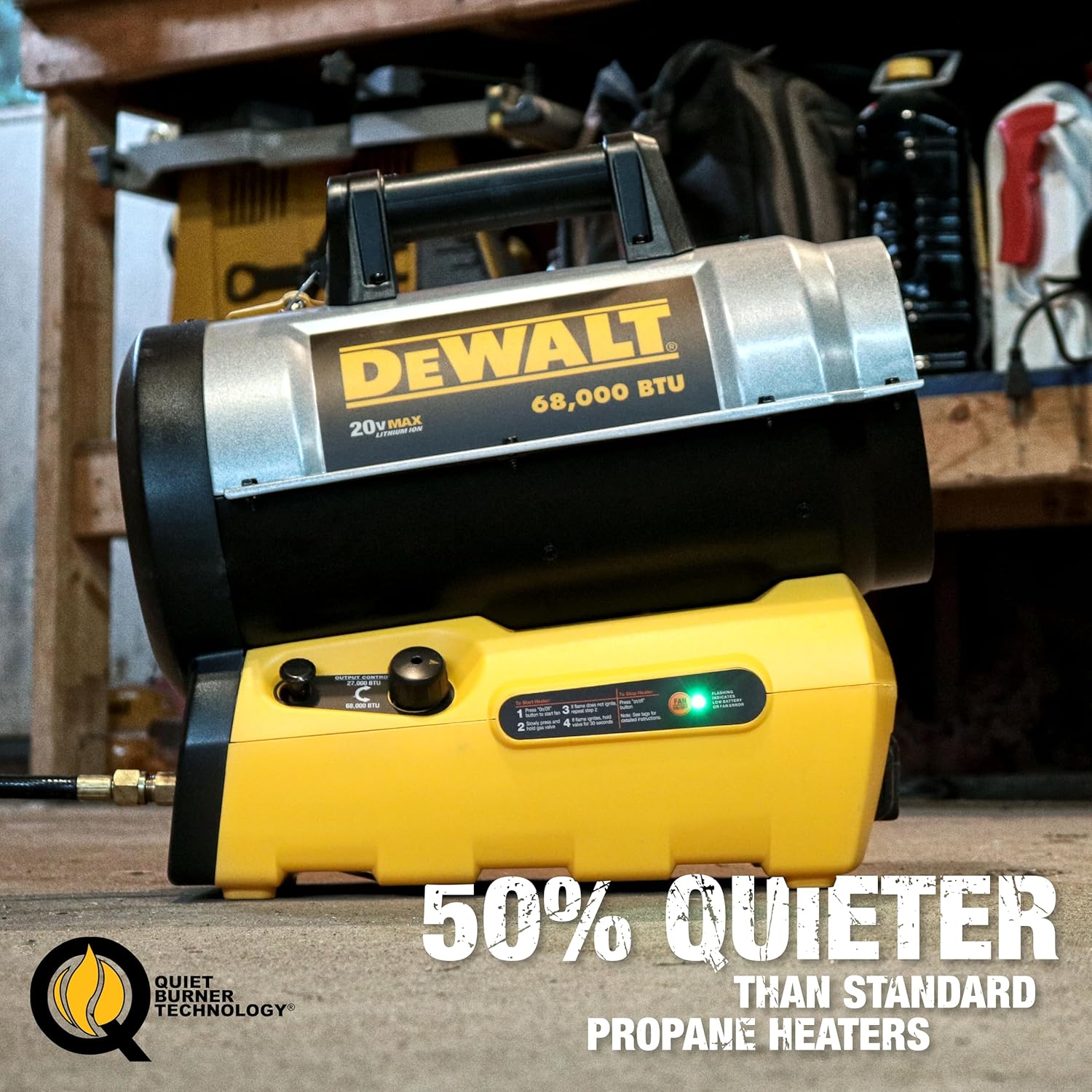 DEWALT 68,000 BTU Cordless Portable Forced Air Propane Heater