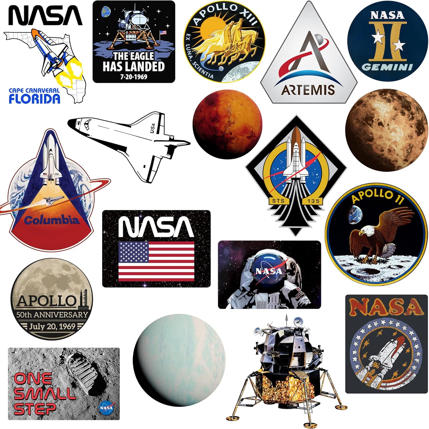 NASA Missions 150ct Vinyl Large Deluxe Stickers Variety Pack – Laptop, Water Bottle, Scrapbooking, Tablet, Indoor/Outdoor – Set of 150 - Image 4