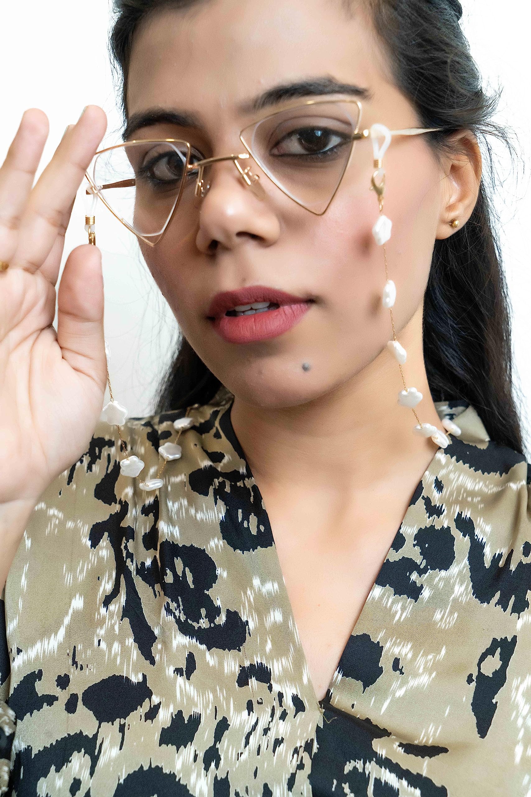 Spectacles White Floral Chain Holder Eyeglass Chain Sunglasses Holder Lanyard Necklace-image-9