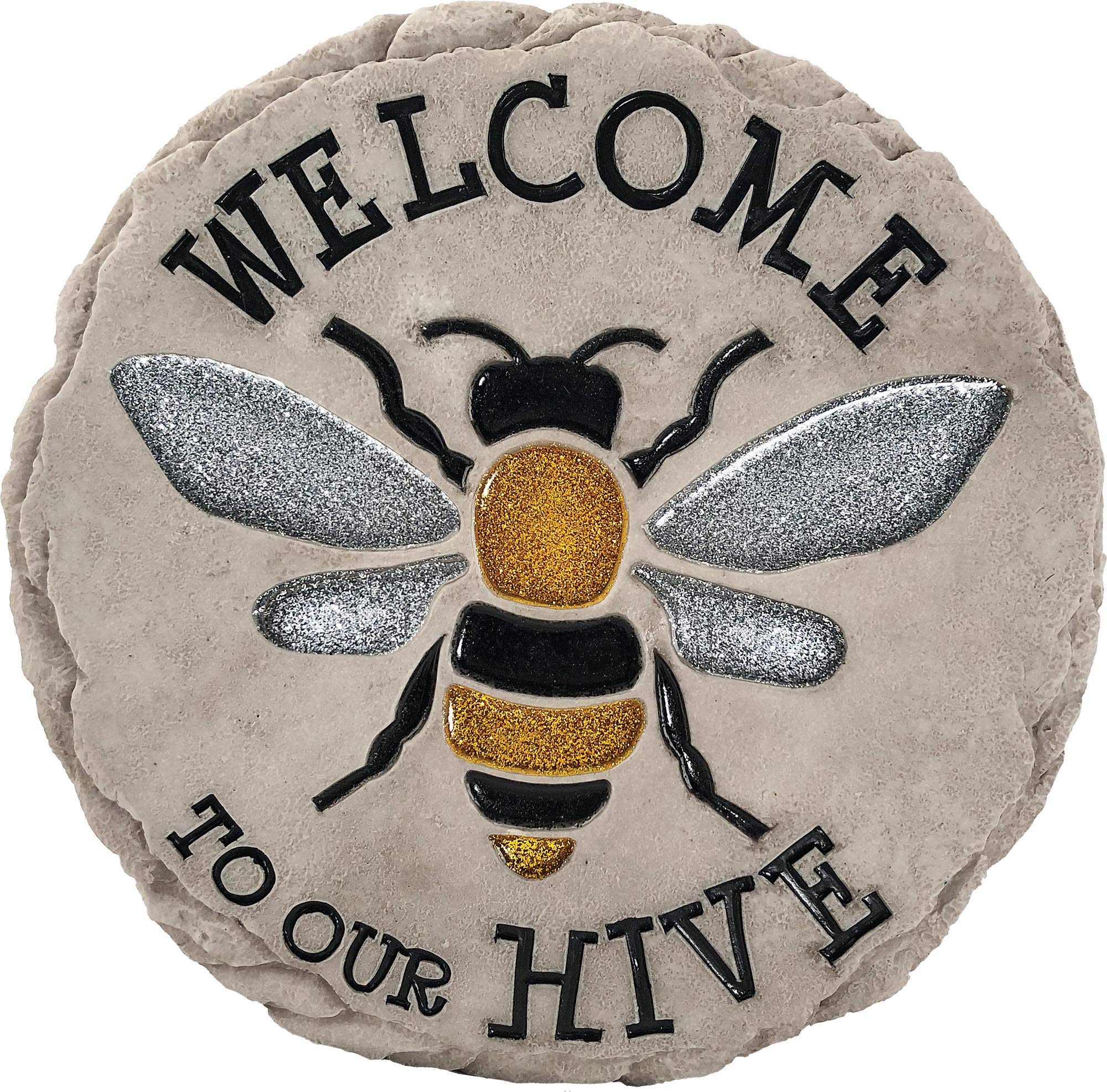 Spoontiques - Garden Décor -Welcome to Hive Stepping Stone - Decorative Stone for Garden