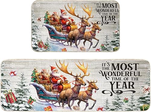 Miniatura 1 de Erweicet 2 tapetes y tapetes de cocina de Navidad, decoración de cocina de Navidad, antifatiga, decoración de Navidad para baño, hogar, interior, 17