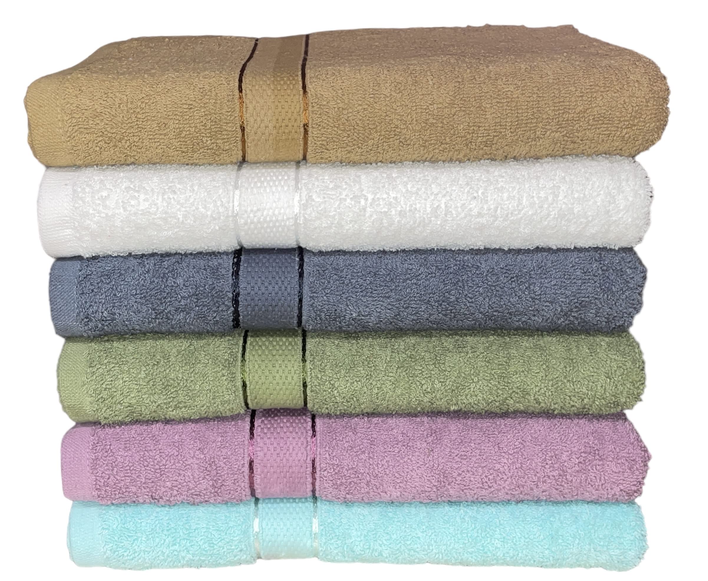 Petal Cliff 100% Cotton Large Bath Towels Set of 6-27 x 54 inch - 482 GSM, Soft & Highly Absorbent - Ideal for Daily Use for Home, Hotel & Spa – Multi Colors.