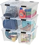 IRIS "Stack & Pull" Stackable Box 53.65QT, Clear, Set of 6