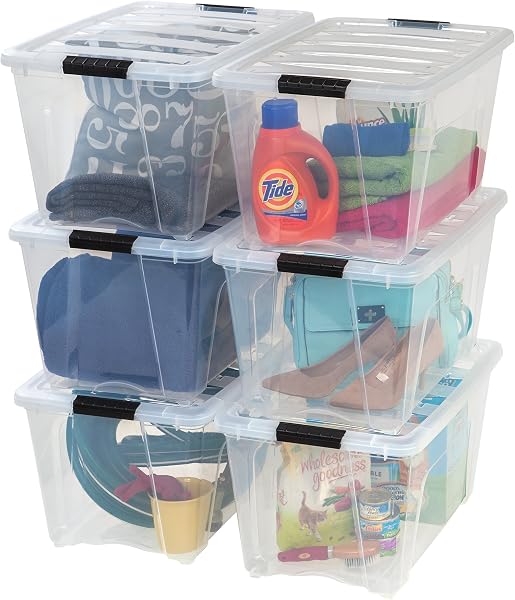 IRIS USA 54 Qt Stackable Plastic Storage Bins with Lids