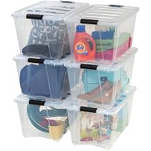 IRIS USA 6-Pack 54 Quart Storage Bins with Lids, Clear