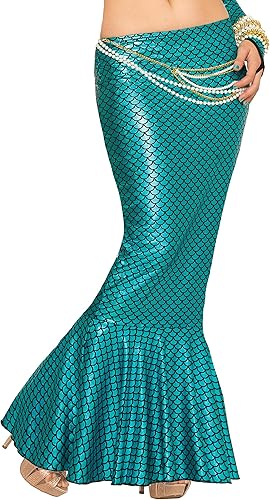 Miniatura 2 de Falda metálica de cola larga de pez estilo La Sirenita traje de Ariel Disfras para mujeres adultas Sirena talla única  Azul