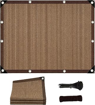 90% Sun Shade Cloth for Patio, 8 X 10 Pergola Shade Cover Canopy, Privacy Screen Mesh Tarp with Grommets UV Block Porch Sun Screen Canopy for Outdoor, Garden, Backyard, Balcony Mocha