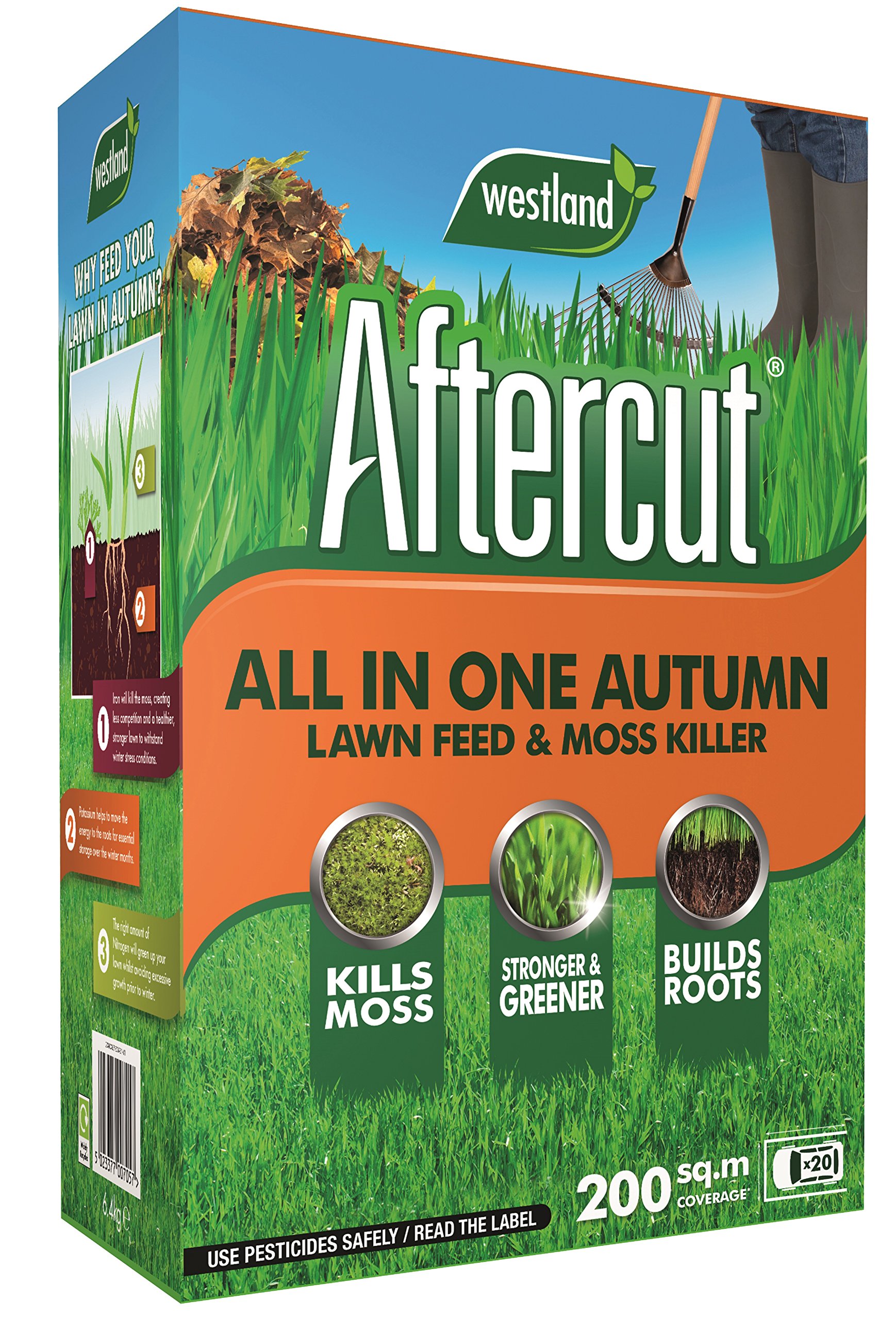 Aftercut 20400457 All In One Autumn Lawn Care (Lawn Feed and Moss killer), 200 m2, 7 Kg, Natural
