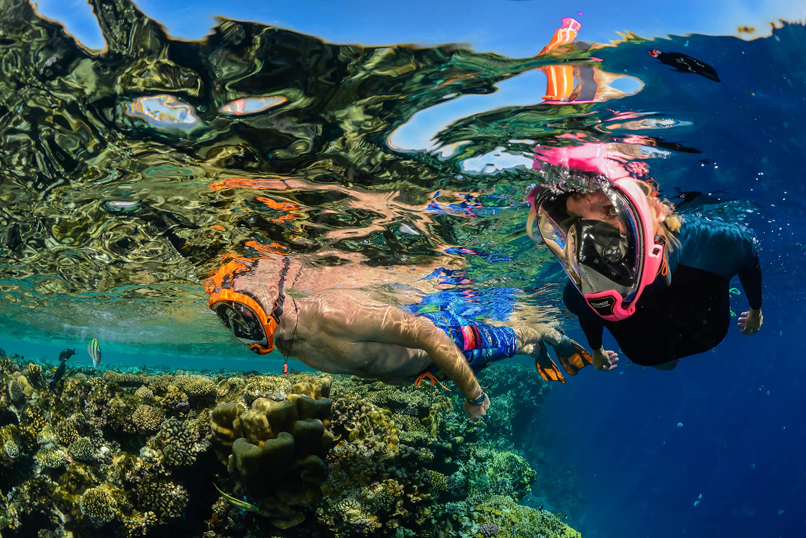 OCEAN REEF - Aria QR + Máscara de Snorkeling de Cara Completa con Boquilla - Visión Acuática de 180 Grados