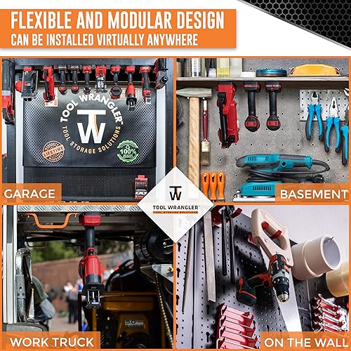 Miniatura 7 de Tool Wrangler Organización para herramientas y baterías Milwaukee M18 - Combo negro de 8 piezas  4 portaherramientas Milwaukee + 4 soportes de