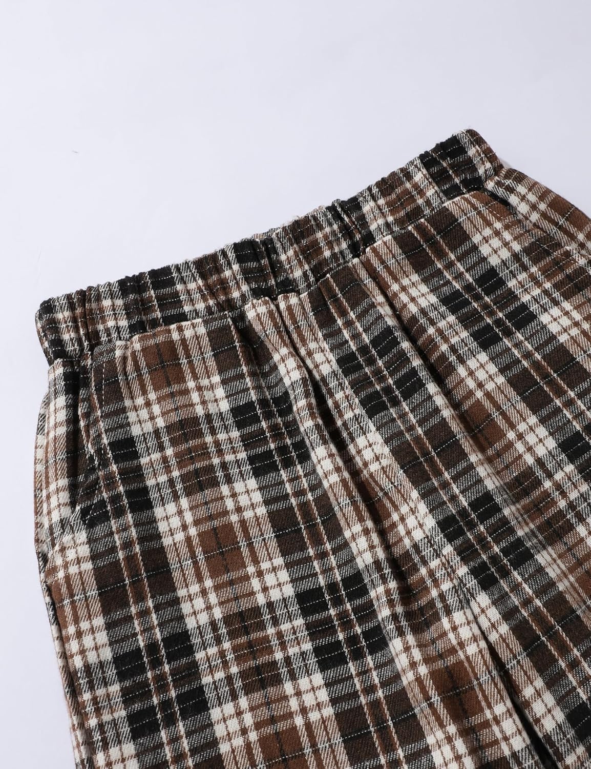 Girls Clothes Solid Long Sleeve Tops Plaid Wide Leg Pants with Pockets Girls Outfits Size 6-14 6-7 Years Brown image 5 of 8 B0D6KJQ3BQ