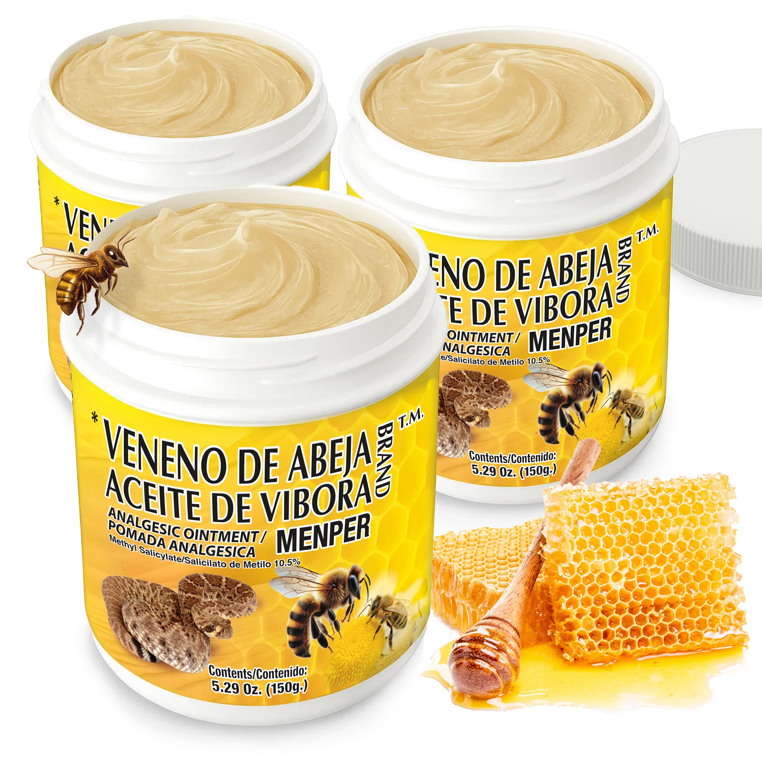 Veneno de Abeja Soothing Ointment – Topical Comfort Cream for Muscle Tension, Joint Discomfort & Everyday Aches – Fast Acting Relief – 18.5 Oz | 3-Pack