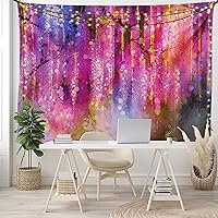 Vista 63 de Lunarable Tapiz de flores tamaño individual, racimo de flores abstractas con fondo de polinización de neón, formas de crecimiento de la naturaleza