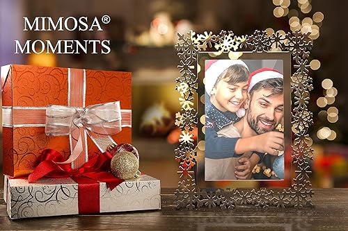Miniatura 4 de MIMOSA MOMENTS Marco de fotos de metal plateado con texto en inglés "Let's It Snow" (Nieve, foto de 4 x 6 pulgadas)