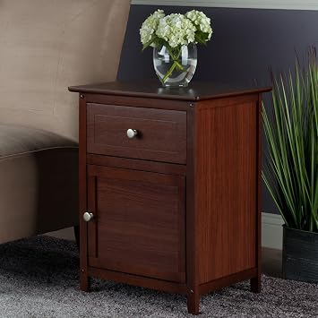Winsome 25 x 18.9 x 14.96-Inch Wood Night Stand/Accent Table, Brown (94215) | Classic Small Bedside Table for Bedroom, Sturdy Nightstand with Storage, Convenient for Couch Side, Living Room, Entryway