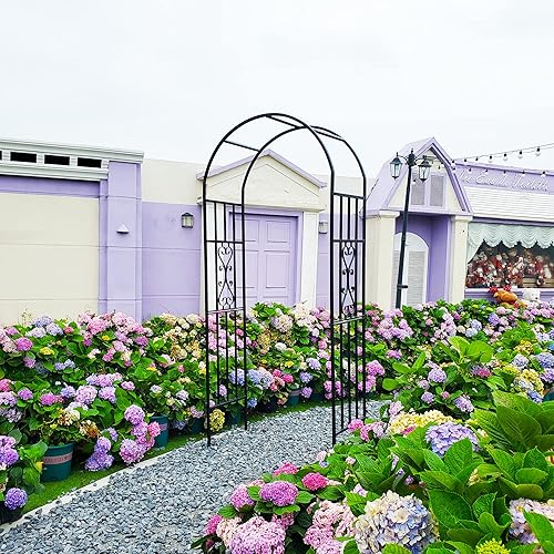 Miniatura 6 de SCENDOR Arcos de jardín, cenadores curvados de metal duradero, plantas de hierro enrejado, uso para jardín al aire libre, cenador, plantas