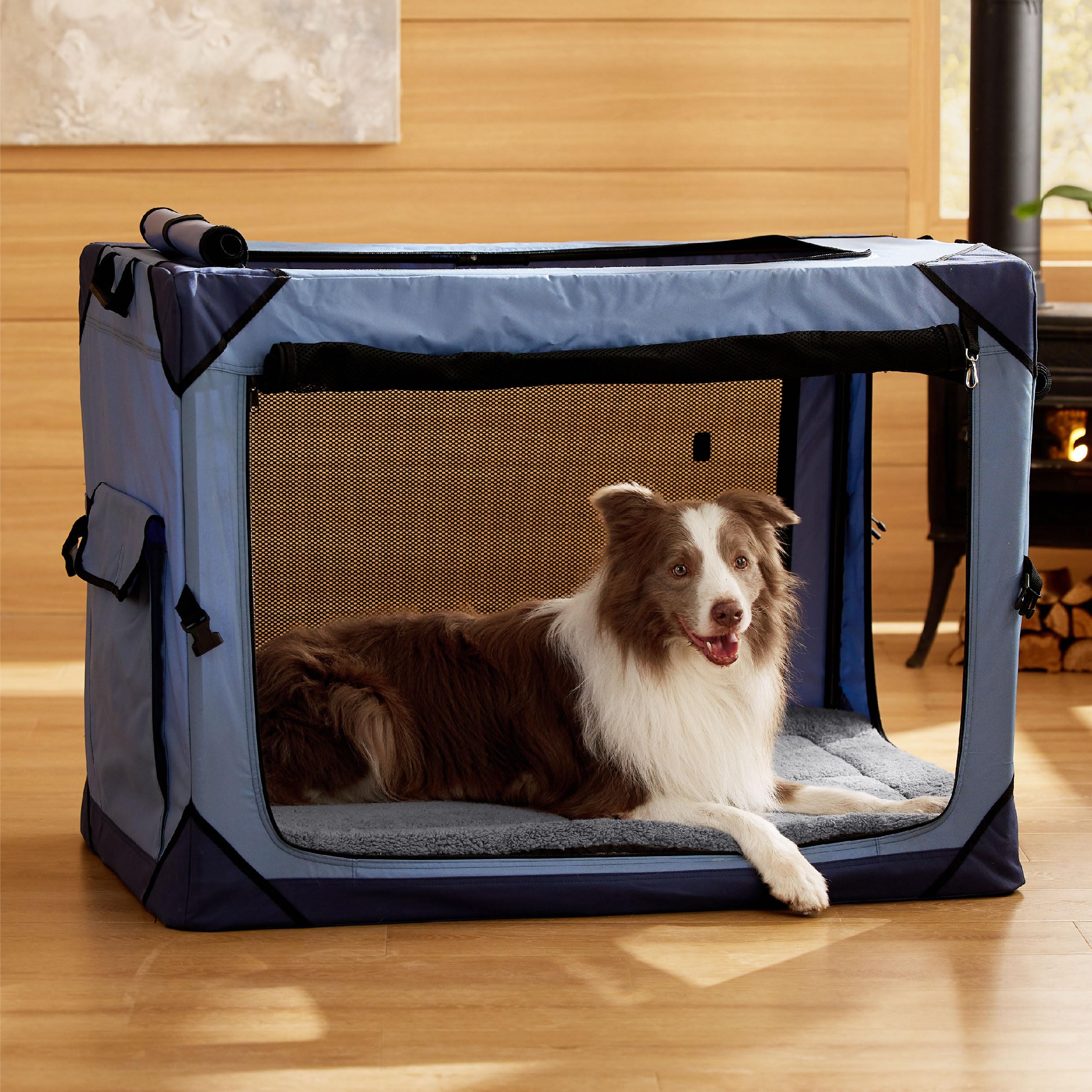 Bedsure Tapis Chiens Grande Taille,Coussin Chien,104x69cm, Gris | Tapis pour chien en Mousse Haute Densité,Matelas pour Chiens avec Dessous Antidérapant,Couverture Chiens Lavable