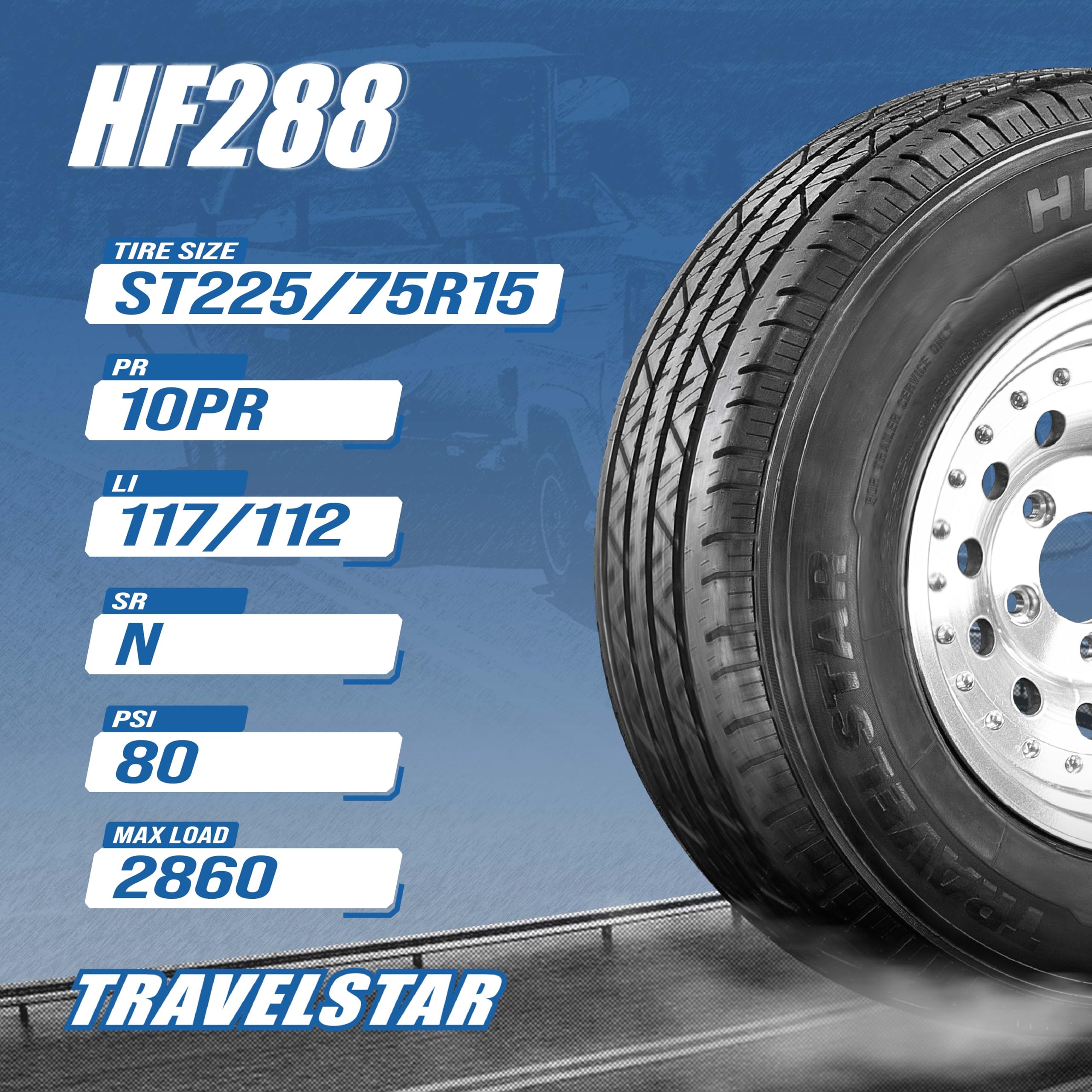 Amazon.com: Set of 2 Travelstar HF288 ST225/75R15 117/112N E Rated