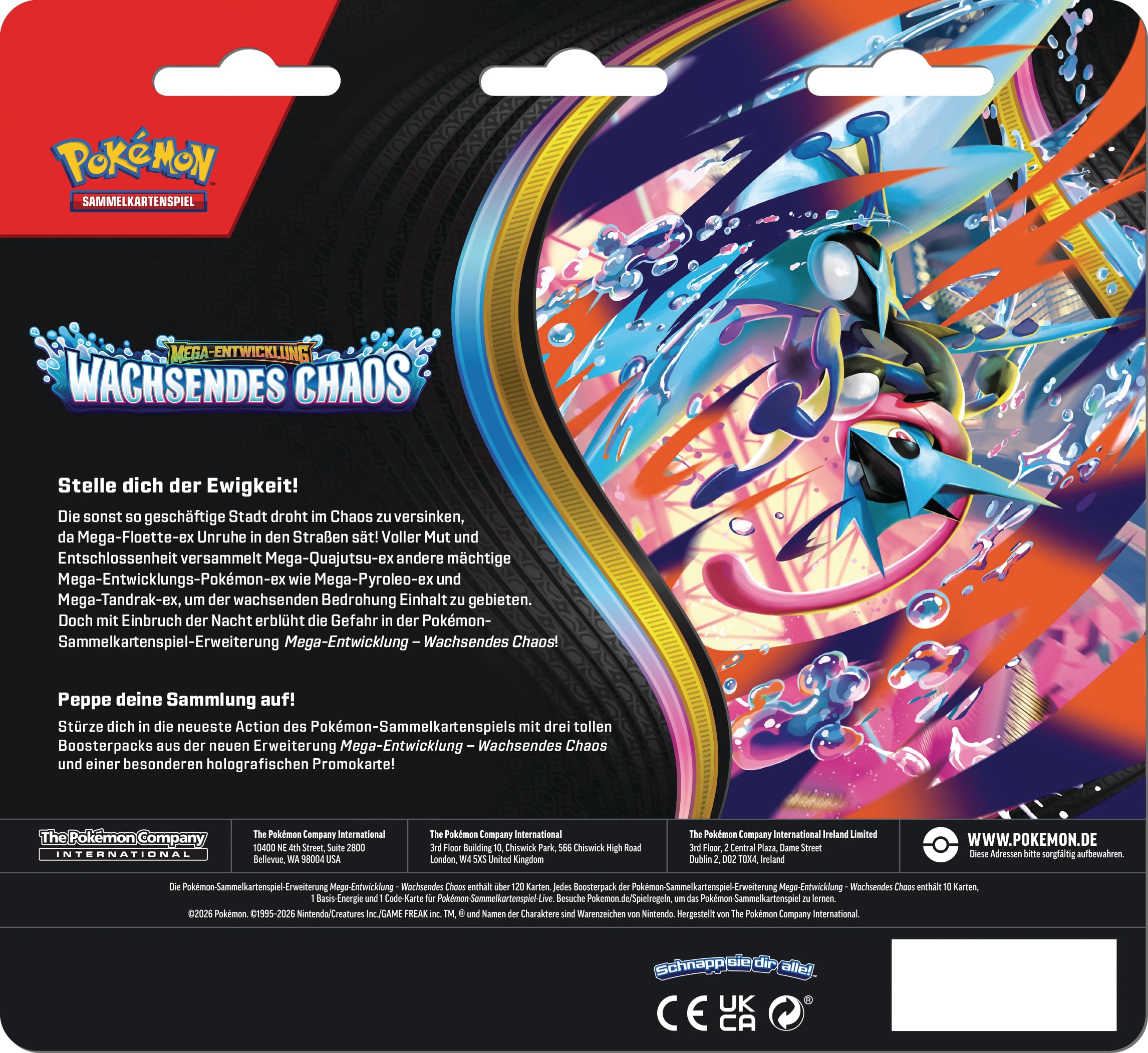 Pokémon-Sammelkartenspiel: 3er-Pack Mega-Entwicklung – Wachsendes Chaos: (1 holografische Promokarte & 3 Boosterpacks) – Ansicht 2