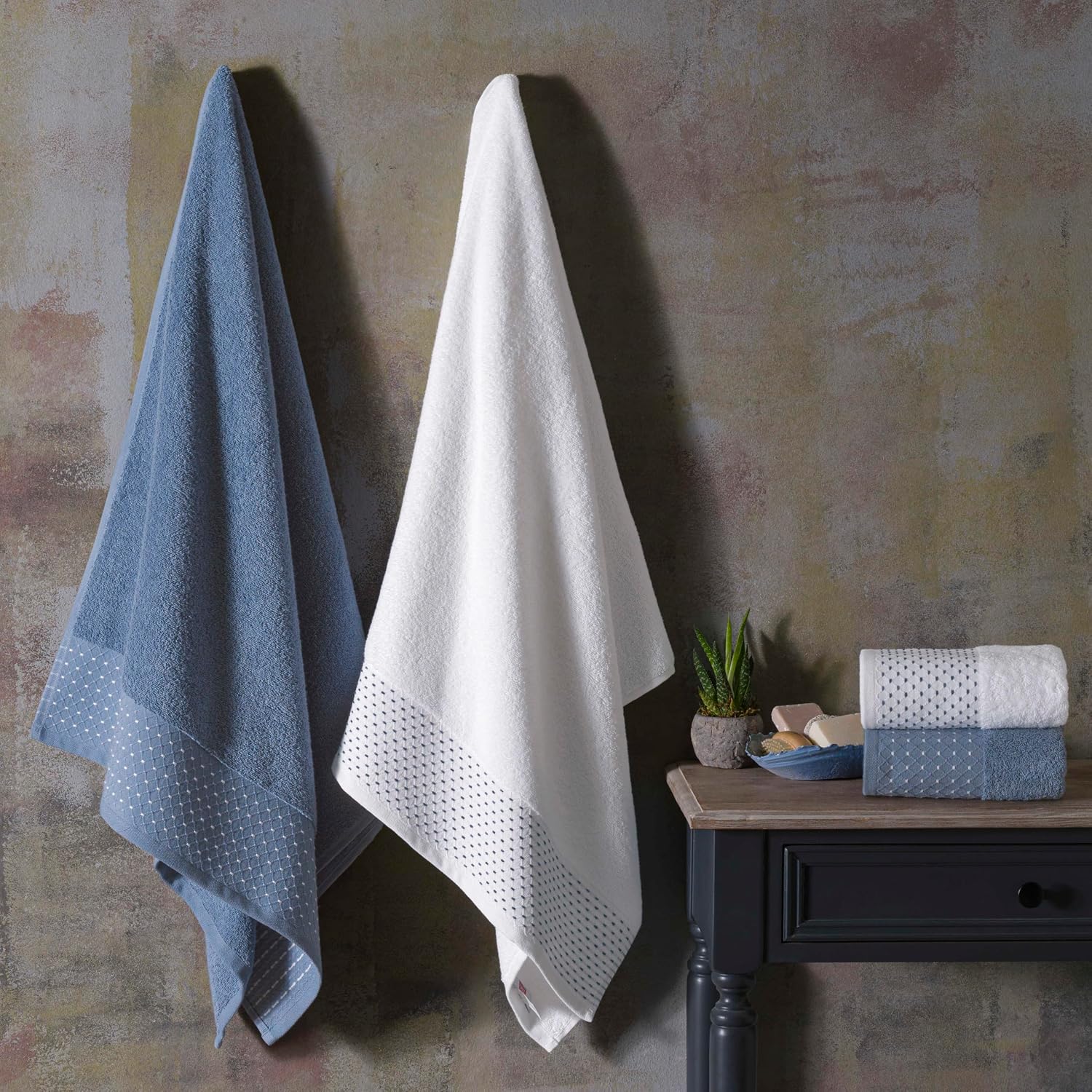 TAÇ Wind Pure Cotton Beyaz Denim Pamuk Hamam Seti, Beyaz, S-M/L-XL