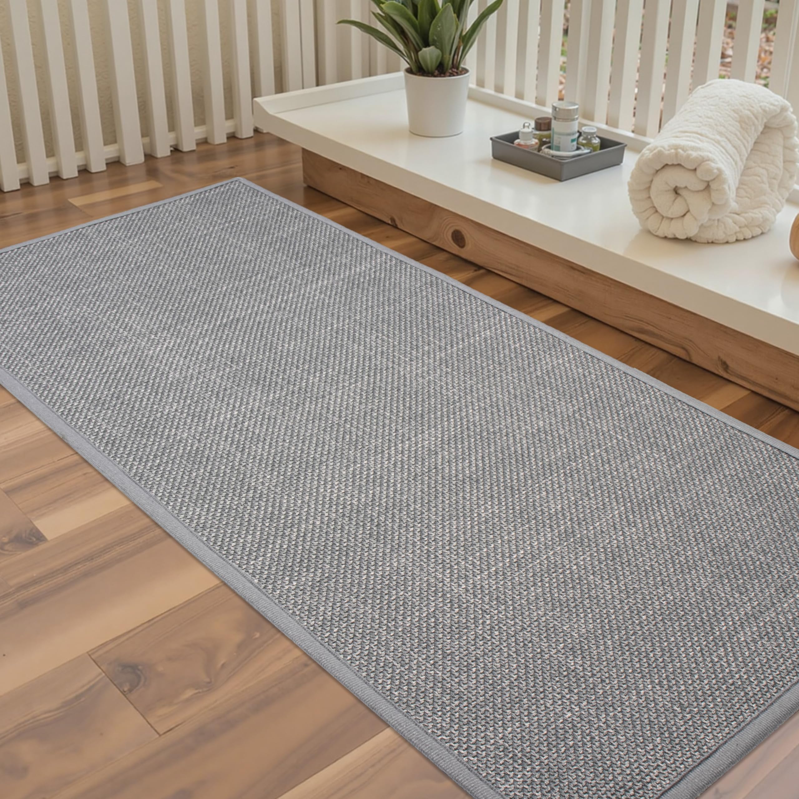AevitasX Large Bathroom Rugs Runner Quick Dry Bath Mat, Machine Washable Bathroom Rugs Ultra Thin Door Mat, 17" x 47" Grey Shower Rug