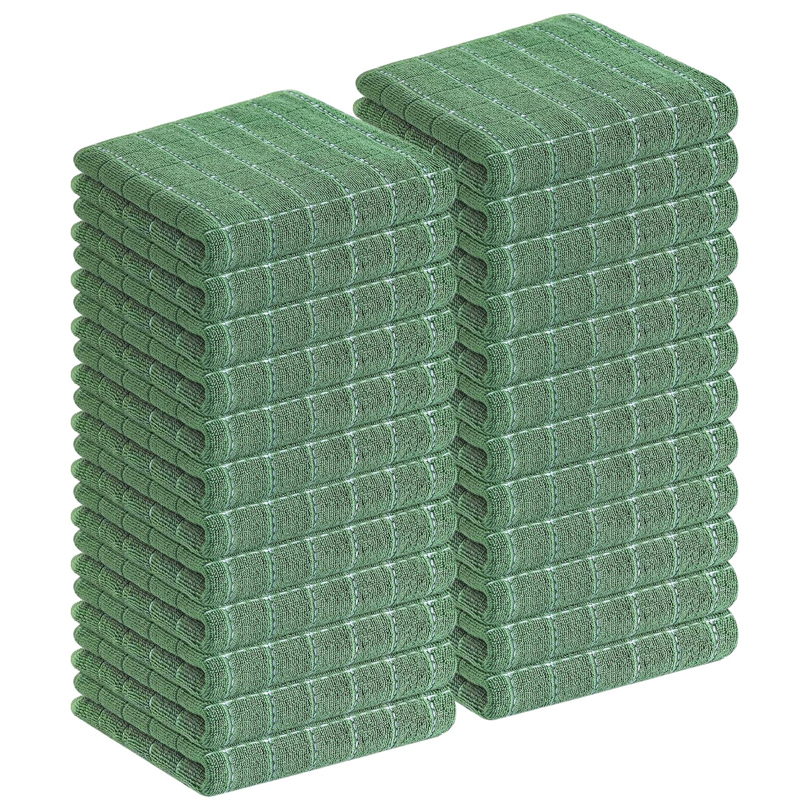 Homaxy 100% Cotton Terry Kitchen Towels, 24 Pack, Grass Green | Ultra Soft and Absorbent Dish Towels for Kitchen, Suitable for Drying and Washing Dishes