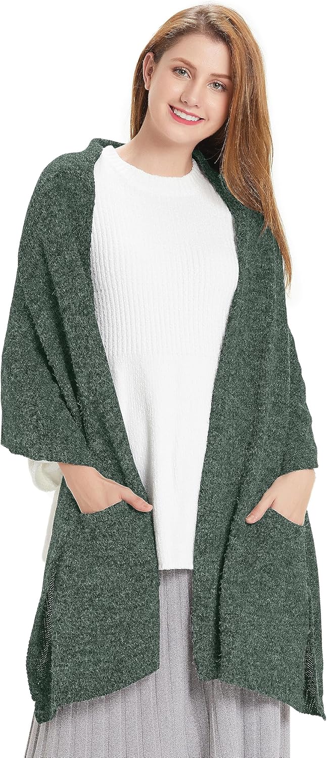 HANERDUN Women Warm Pashmina Shawl Wrap Winter Soft Cashmere Scarf with Pockets