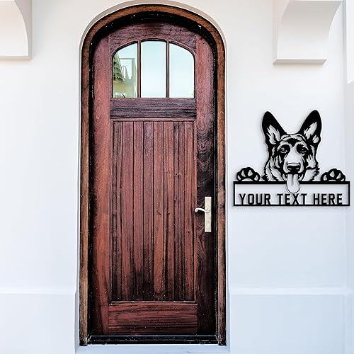 Vista 14 de Figura de pastor alemán personalizada, letrero de metal, decoración de habitación de perro, divertido arte de pared de perro, regalos de pastor