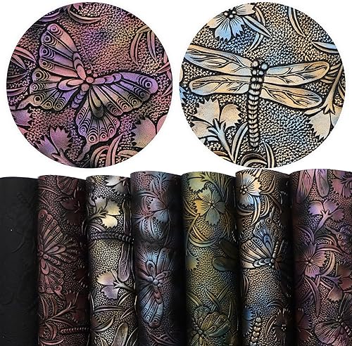David Accessories - Hoja de piel sintética con textura de flor y mariposa, 7 piezas, 7.7 x 12.9 pulgadas (20 x 33 cm), colores surtidos para bolsos