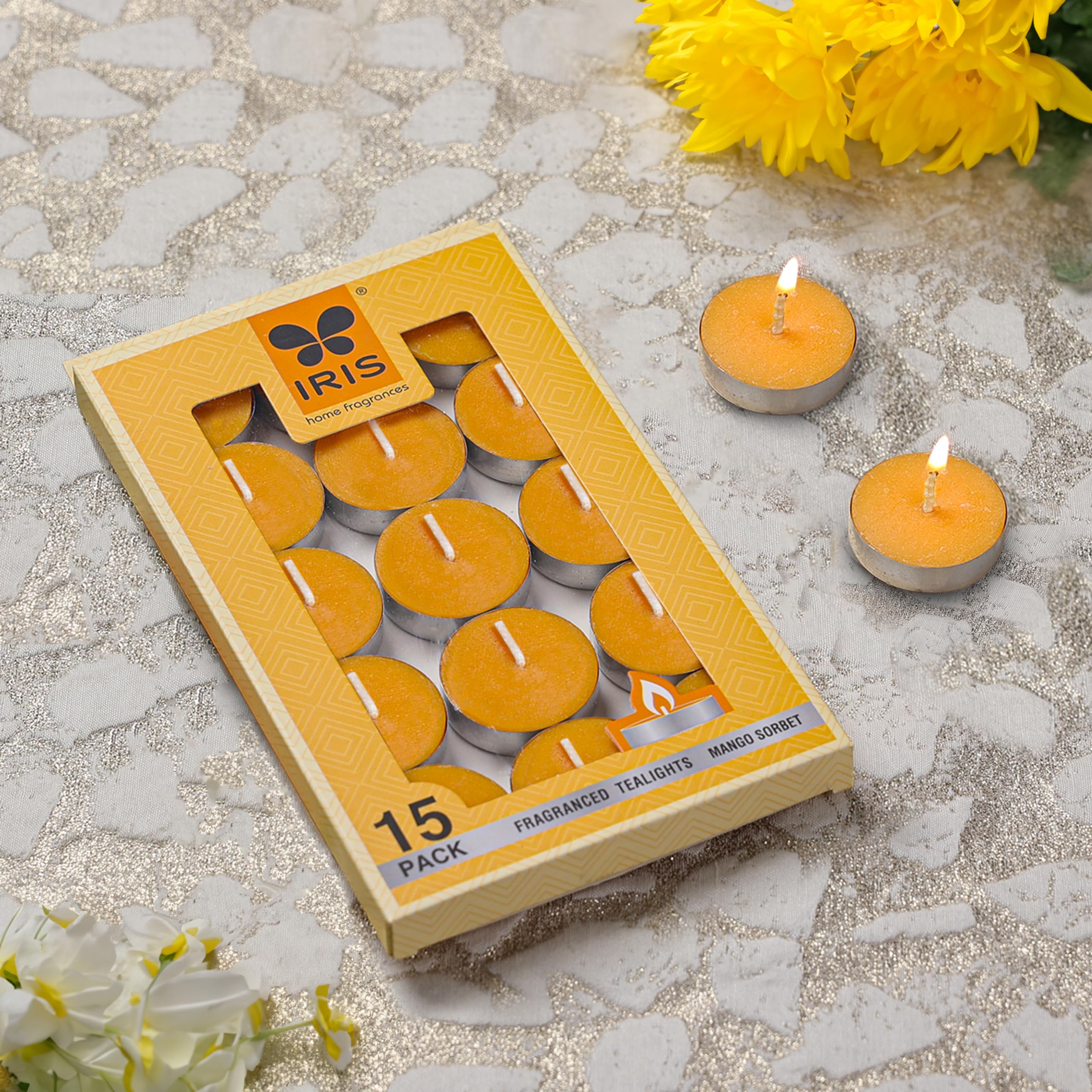 Iris Homefragrances Fragranced Tealights- Pack of 15- Fragrance Peach Pomogranate- 9g Each(Set of 2) (Mango Sorbet) (B0CP7D6S5H) Amazon Price History, Amazon Price Tracker