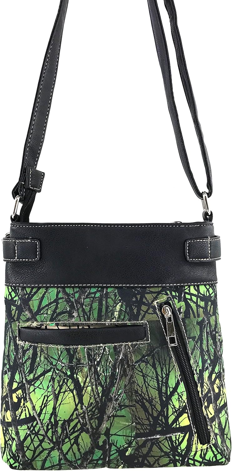 Justin West Camouflage Tree Bling Rhinestone Angel Wing Cross Shoulder Concealed Carry Handbag Purse - Image 3