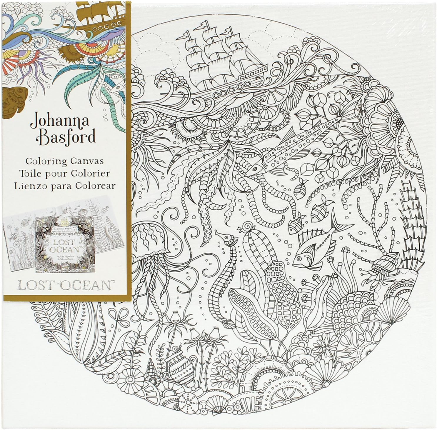 Johanna Basford Lost Ocean Coloring Canvas-Ship at Sea
