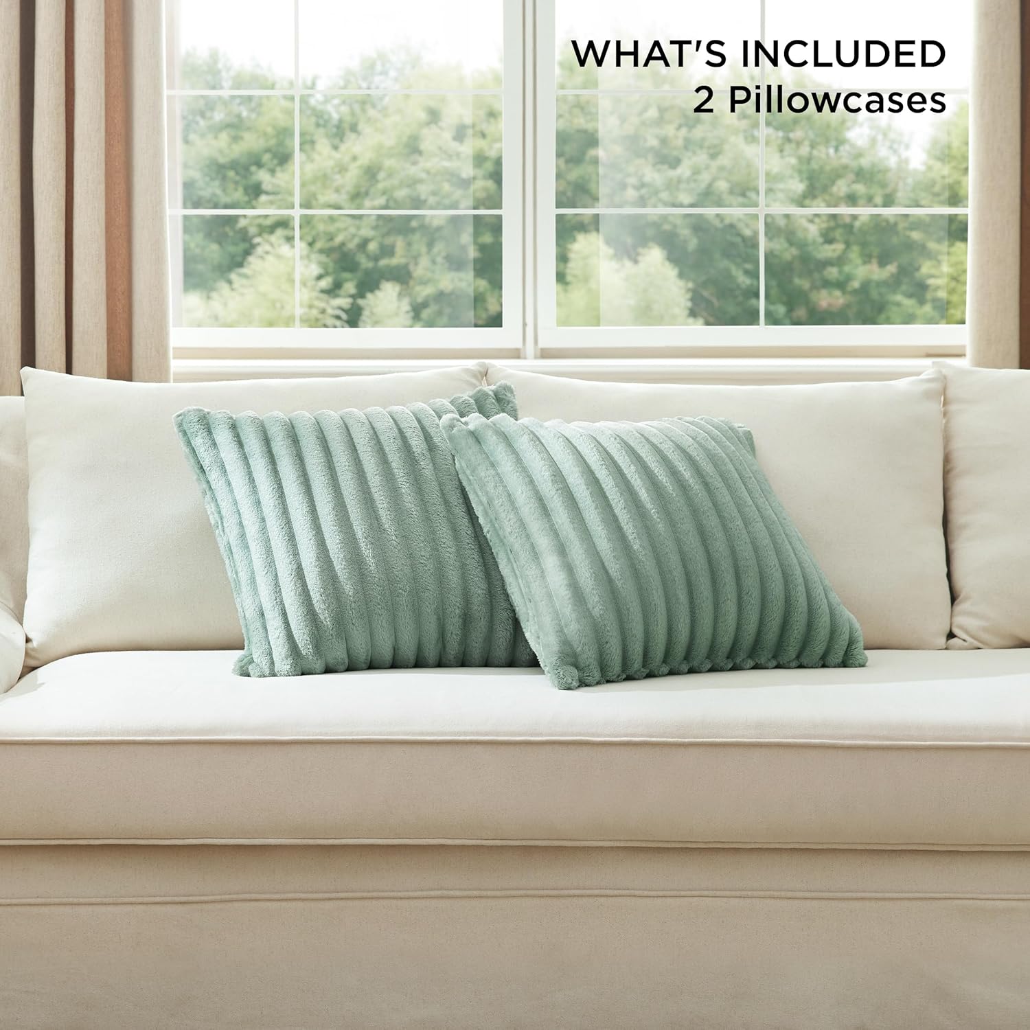 Bedsure Sage Green Fleece Blanket & Throw Pillow Covers Sage Green
