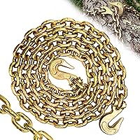 Vista 12 de Cadena de Sujeción de 10 Pies con Grado 80, Cadena de Elevación con Ganchos de Resorte Clevis de 1/2 Pulgada, Límite de Carga de Trabajo de 11300