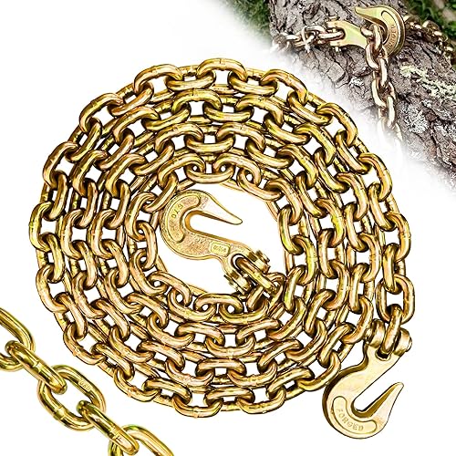 Miniatura 10 de Cadena de Transporte G80 de 5/16"×10 pies, Cadena de Remolque con Ganchos de Agarre Clevis, Wll 4900 libras Límite de Carga de Trabajo Seguro